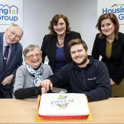 Saying it with cake to celebrate a year of charitable giving.