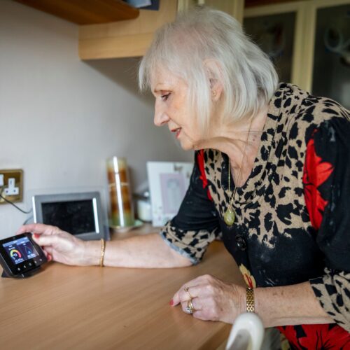 Lady checking her smart meter